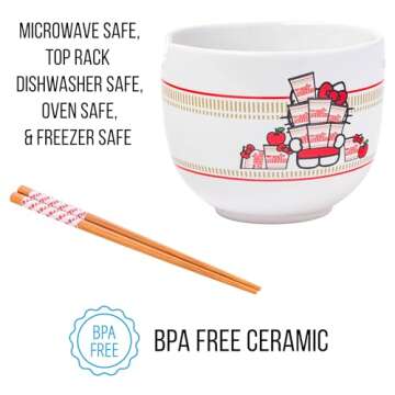 Hello Kitty Nissin Ramen Bowl with Chopsticks - Adorable & Functional