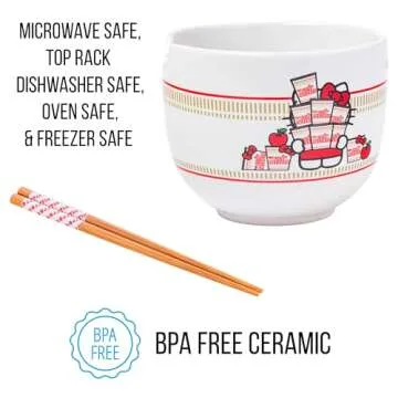 Hello Kitty Nissin Ramen Bowl with Chopsticks - Adorable & Functional