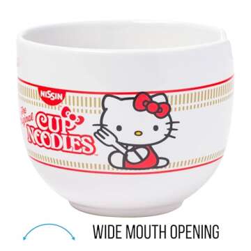Hello Kitty Nissin Ramen Bowl with Chopsticks - Adorable & Functional