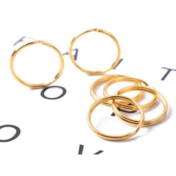 Shapenty 1 Inch/25mm Round Edged Metal Split Key Ring Chain Clip Connector Bulk for Car Home Keys Organization and DIY Art Craft Project (Gold, 100PCS)