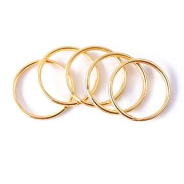 Shapenty 1 Inch/25mm Round Edged Metal Split Key Ring Chain Clip Connector Bulk for Car Home Keys Organization and DIY Art Craft Project (Gold, 100PCS)