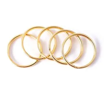 Shapenty 1 Inch/25mm Round Edged Metal Split Key Ring Chain Clip Connector Bulk for Car Home Keys Organization and DIY Art Craft Project (Gold, 100PCS)