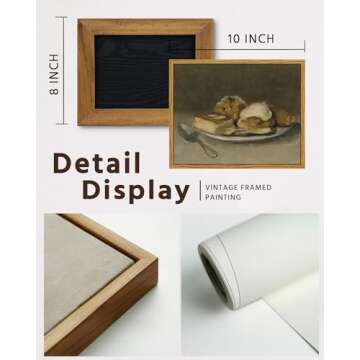 VIYYIEA Vintage Framed Kitchen Wall Art, Kitchen Dining Room Dessert Art Decor, Still life of Dessert Canvas Print Paintings, Home Farmhouse Retro Decor, 8x10 Inch