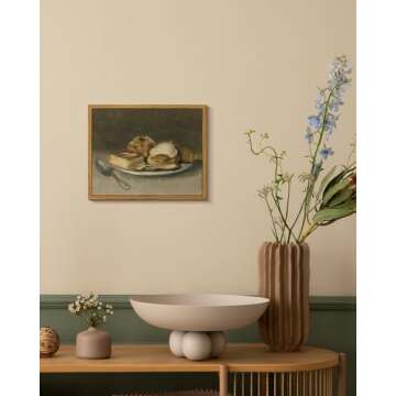 VIYYIEA Vintage Framed Kitchen Wall Art, Kitchen Dining Room Dessert Art Decor, Still life of Dessert Canvas Print Paintings, Home Farmhouse Retro Decor, 8x10 Inch