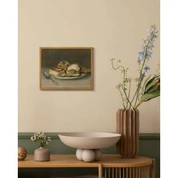 VIYYIEA Vintage Framed Kitchen Wall Art, Kitchen Dining Room Dessert Art Decor, Still life of Dessert Canvas Print Paintings, Home Farmhouse Retro Decor, 8x10 Inch