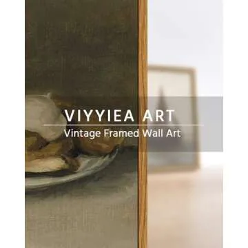 VIYYIEA Vintage Framed Kitchen Wall Art, Kitchen Dining Room Dessert Art Decor, Still life of Dessert Canvas Print Paintings, Home Farmhouse Retro Decor, 8x10 Inch