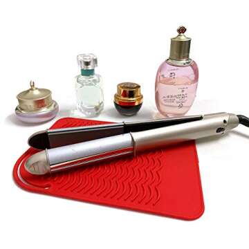 Flat Iron Travel Mat, Curling Iron Counter Protector with Heat Resistant Glove for Curling Irons, Ha...