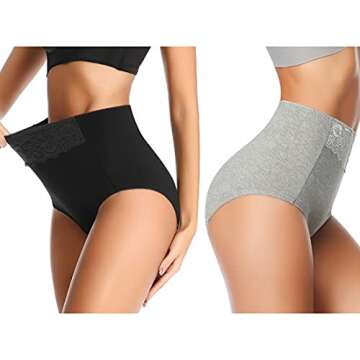 MISSWHO Underwear for Women, High Waist Ladies Panties Briefs Cotton C-Section Postpartum Small