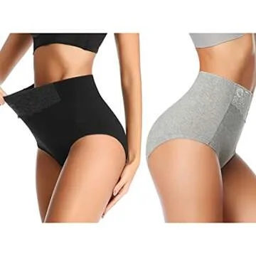 MISSWHO Underwear for Women, High Waist Ladies Panties Briefs Cotton C-Section Postpartum Small