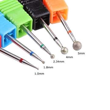 MZCMSL 5PCS Nail Drill Bits Ball Head 3/32 Diamond Cuticle Bit For Electric Nail File Machine