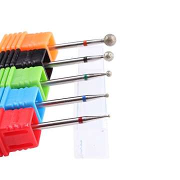 MZCMSL 5PCS Nail Drill Bits Ball Head 3/32 Diamond Cuticle Bit For Electric Nail File Machine