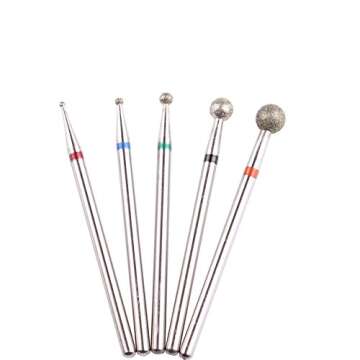 MZCMSL 5PCS Nail Drill Bits Ball Head 3/32 Diamond Cuticle Bit For Electric Nail File Machine