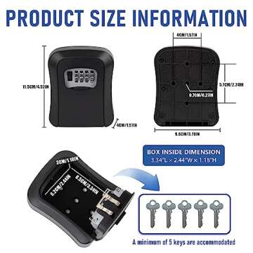 AT1NTEN Key Lock Box - Durable 4 Digit Combination Lock for Keys, Indoor & Outdoor Security
