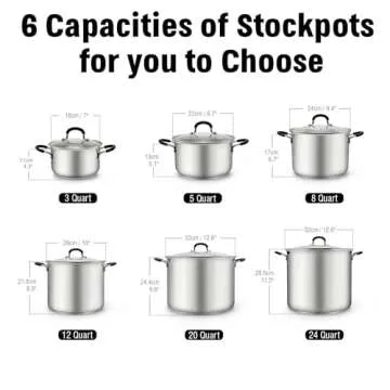 Cook N Home Stockpot Sauce Pot Induction Pot With Lid Professional Stainless Steel 12 Quart, Dishwas...