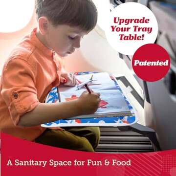 Lusso Gear Kids Airplane Tray Table Cover with Pockets - Clean, Stylish Travel Organizer for Plane J...