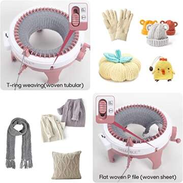 MIAOKE Knitting Machine, 48 Needles King Size Smart Weaving Loom Knitting Round Loom, Knitting Board Rotating Double Knit Loom Machine, DIY Knitting Loom Machines Weaving Loom Kit for Adults Or Kids