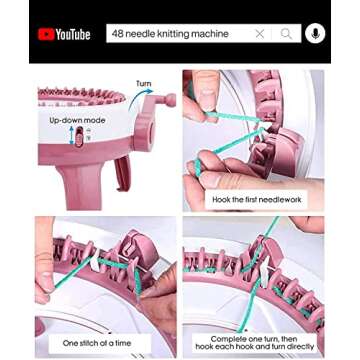 MIAOKE Knitting Machine, 48 Needles King Size Smart Weaving Loom Knitting Round Loom, Knitting Board Rotating Double Knit Loom Machine, DIY Knitting Loom Machines Weaving Loom Kit for Adults Or Kids