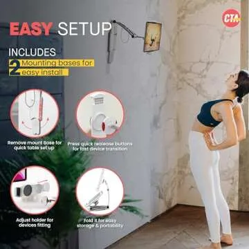 3-in-1 iPad Tablet Mount – CTA Multipurpose Universal Tablet Mount Holder for All iPad Tablets 7-13" - Made for Wall Mount - Under Cabinet & Desk Mount - Silver - (PAD-KMS)