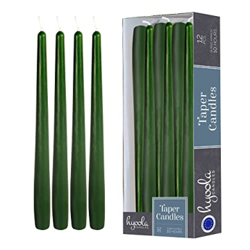 Hyoola 12 Pack Tall Taper Candles - 12 Inch Hunter Green Dripless Dinner Candles - Luxurious Home De...