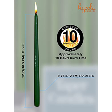 Hyoola Tall Taper Candles - 12 Inch Hunter Green Elegance