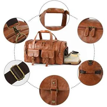 Zeroway Stylish PU Leather Travel Duffel Bag for Weekend Trips