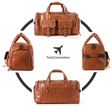 Zeroway Stylish PU Leather Travel Duffel Bag for Weekend Trips