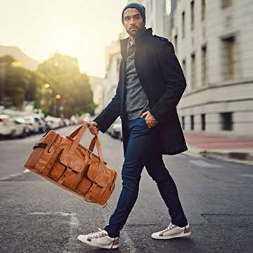 Zeroway Stylish PU Leather Travel Duffel Bag for Weekend Trips