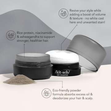 Kitsch Volumizing Dry Shampoo Powder - Unscented, Non-Aerosol, 8g