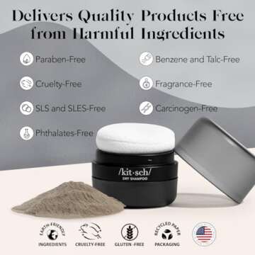 Kitsch Dry Shampoo Powder - Unscented & Non-toxic Travel Size