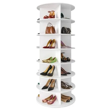 SpaceAid 7-Tier Rotating Shoe Rack Tower - Elegant, Spinning Storage Solution