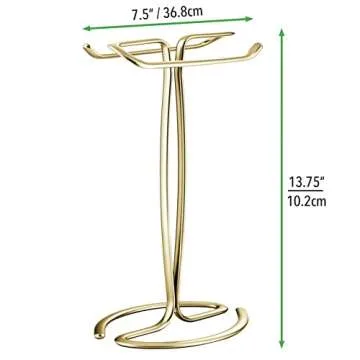 mDesign Metal Countertop Hand Towel Holder - Double-Sided Stand for Bathroom and Vanity Hand Towels and Small Guest Towels - Counter Towel Holder for Bathroom - Spira Collection, Soft Brass