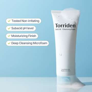 Torriden DIVE IN Cleansing Foam Face Wash 150ml (5.07 fl.oz.) | Hydrating Daily Facial Cleanser for All and Sensitive Skin | Hyaluronic Acid, Panthenol, Allantoin