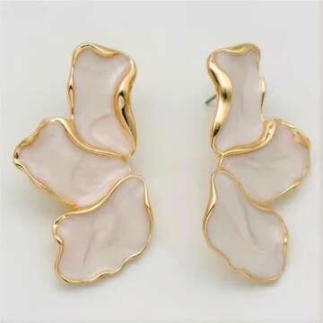 Irregular Petal Earrings For Women Stainless Steel Unique Statement Flower Dangle Earrings Trendy Jewelry Gift