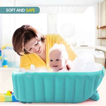 Inflatable Baby Bathtub with Air Pump, Baby Bath Tub Toddler Bathtub, Foldable Shower Basin for Newborn, Portable Travel Bath Tub, Green