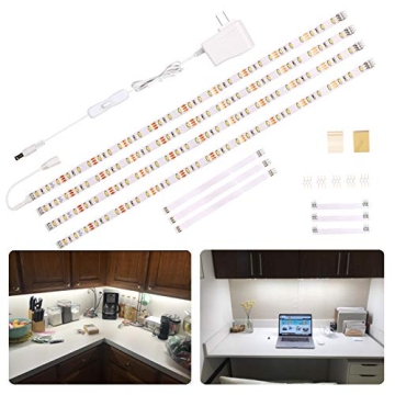 WOBANE LED Under Cabinet Lighting Kit,Flexible LED Ribbon Lights Bar,Under Counter Lights for Kitche...