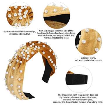 Ftotwhsen Pearl Headbands for Women, Wide Headbands Knotted Headbands for Women, Headbands for Women...