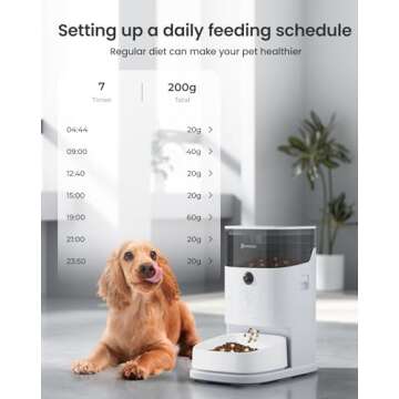 PF2 2.4G Healthy Automatic Cat feeder, 3.5L Automatic Dog Feeder with Video and Voice Call, APP data monitoring, Ceramic Bowl, Customized Timed Feeding,Freshness Preservation,Easy Removal for Cleaning