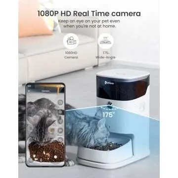 PF2 2.4G Healthy Automatic Cat feeder, 3.5L Automatic Dog Feeder with Video and Voice Call, APP data monitoring, Ceramic Bowl, Customized Timed Feeding,Freshness Preservation,Easy Removal for Cleaning