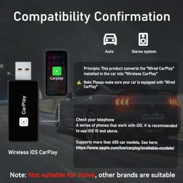 Wireless CarPlay Adapter, Converts Wired to Carplay Wireless Adapter for iPhone, Plug and Play-Seaml...