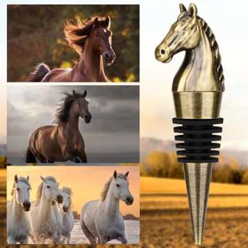 LULLEA Horse Head Wine Stopper, Horse Wine Gifts Birthday Gifts for Men Women, Bottle Stoppers for Wine Champagne, Bronze with Gift Box