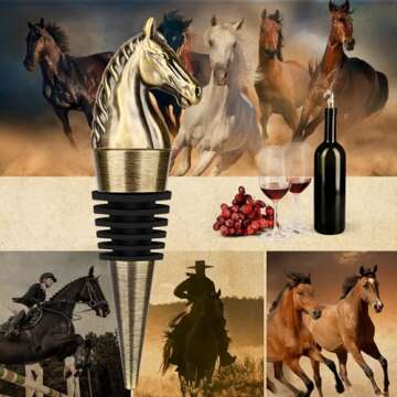 LULLEA Horse Head Wine Stopper, Horse Wine Gifts Birthday Gifts for Men Women, Bottle Stoppers for Wine Champagne, Bronze with Gift Box