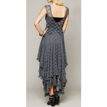 R.Vivimos Womens Sleeveless Backless Asymmetrical Layered Lace Long Dress with Slip Two Pieces (XL, ...