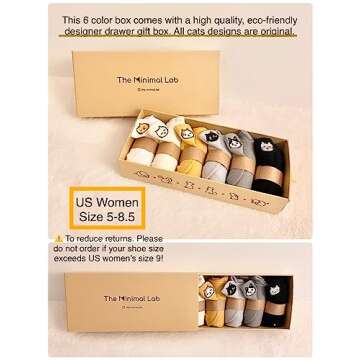 TheMinimalLab Cat Socks Women, Designer Cat Socks Gift Set, Cat Lady Gift Cat Lover Present, Novelty...