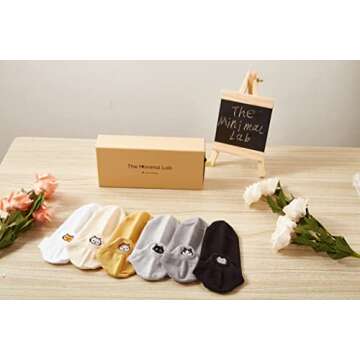 TheMinimalLab Cat Socks Women, Designer Cat Socks Gift Set, Cat Lady Gift Cat Lover Present, Novelty Fun Kitty Sock (6 Color Pack)