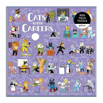Galison Cats with Careers Puzzle, 500 Pieces, 20” x 20” – Cat Jigsaw Puzzle with an Amusing Il...