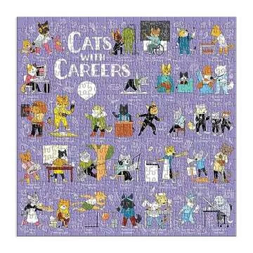 Galison Cats with Careers Puzzle, 500 Pieces, 20” x 20” – Cat Jigsaw Puzzle with an Amusing Illustration – Thick Sturdy Pieces, Challenging Family Activity, Makes a Great Gift