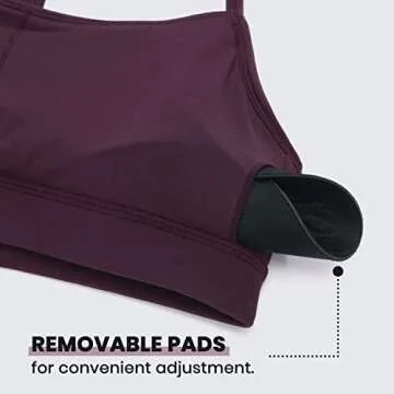 CRZ YOGA Butterluxe Womens Y Back Sports Bra - Padded Racerback Low Impact Spaghetti Thin Strap Workout Yoga Top Deep Purple Small