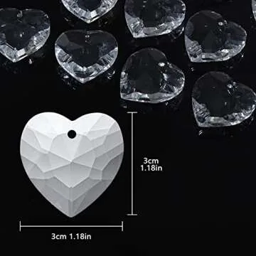 longsheng 20pcs Crystal Prisms Heart Shape Chandelier Drop Parts Hanging Pendants Curtain Lamp Drop 28mm Rainbow Maker Wedding Decor