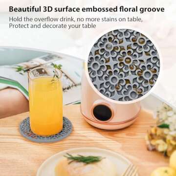 Silicone Coasters for Drinks,Coasters for Coffee Table Set of 6, Reusable Silicone Coasters for Home Office Coffee Bar Table,Rustic Gifts for New Home Friends （Grey）