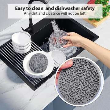 Silicone Coasters for Drinks,Coasters for Coffee Table Set of 6, Reusable Silicone Coasters for Home Office Coffee Bar Table,Rustic Gifts for New Home Friends （Grey）